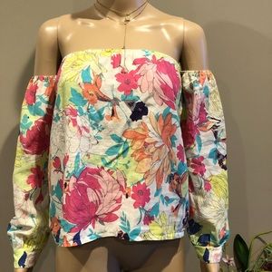 Board neck cotton summer tops Multi flower printed